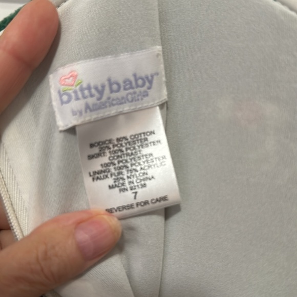 VINTAGE AMERICAN GIRL BITTY BABY GIRLS HOLIDAY CHRISTMAS VELVET DRESS - Size 7 - Picture 7 of 7